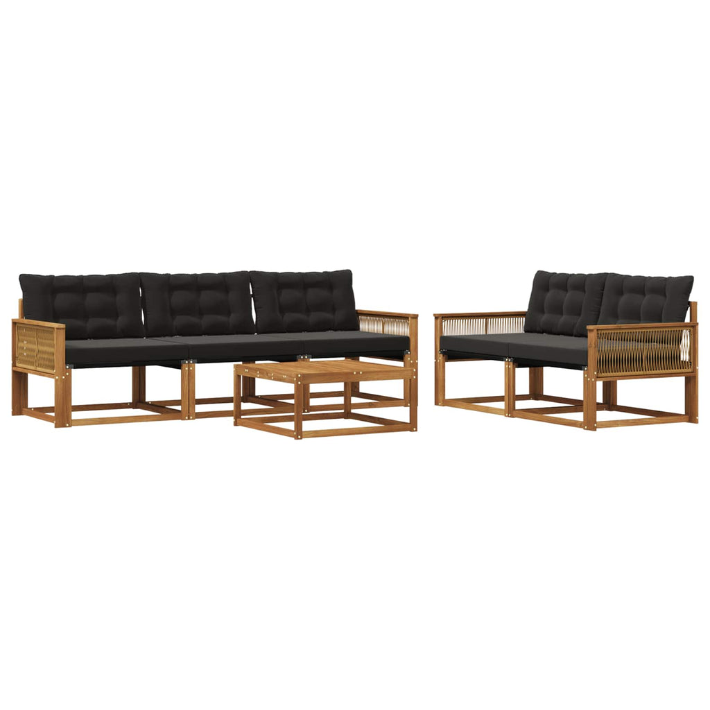 Outdoor-Sofagarnitur mit Kissen 6 pcs Natürlich und Schwarz