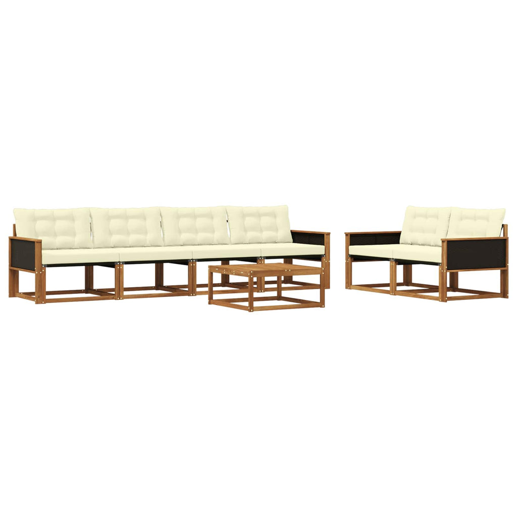 Outdoor-Sofagarnitur mit Kissen 7 pcs Natur und Creme