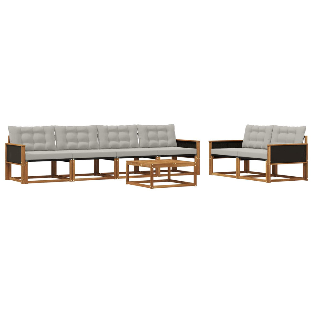 Outdoor-Sofagarnitur mit Kissen 7 pcs Natürlich und Hellgrau