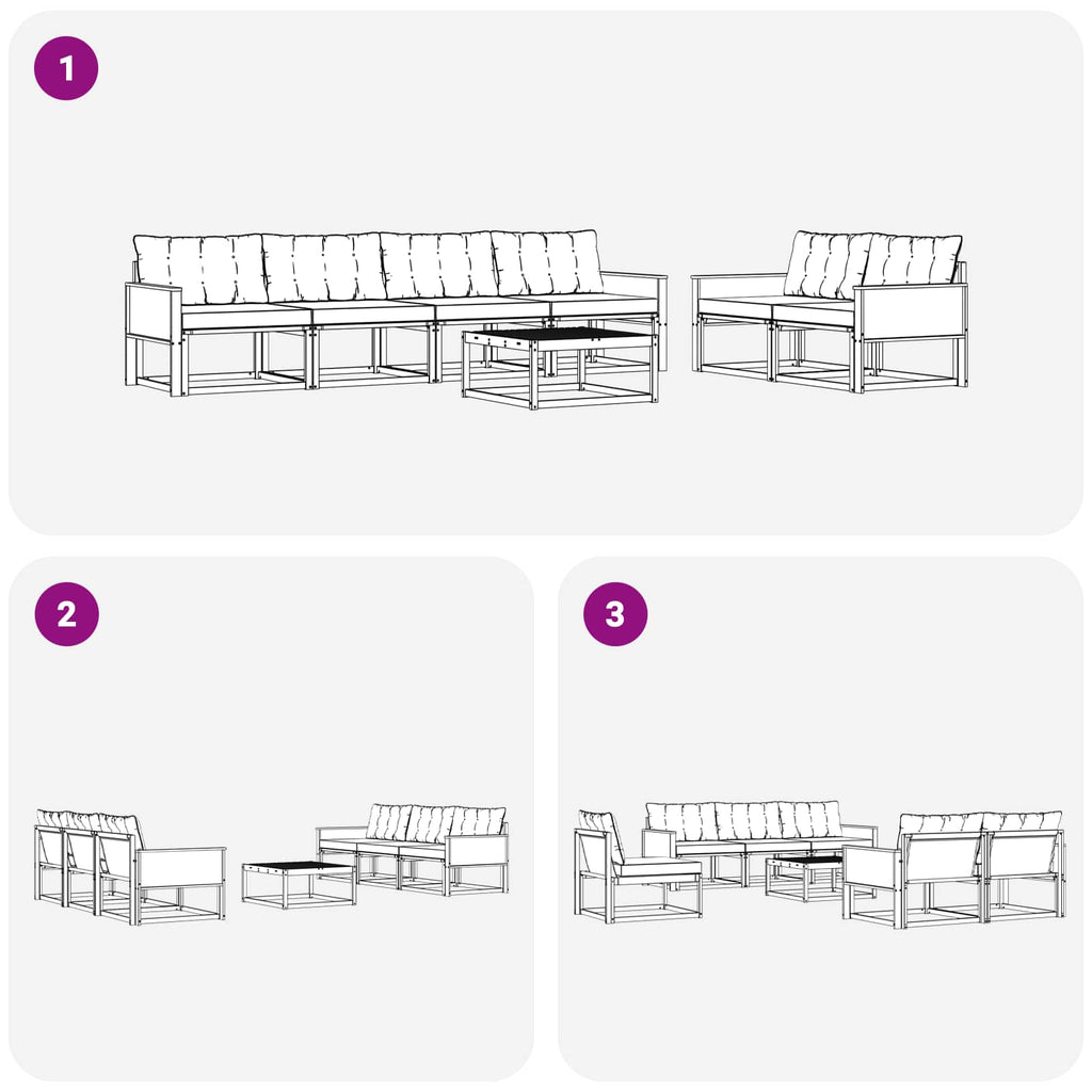 Outdoor-Sofagarnitur mit Kissen 7 pcs Natur und Beige