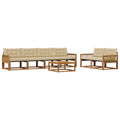 Outdoor-Sofagarnitur mit Kissen 7 pcs Natur und Beige