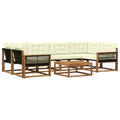 Outdoor-Sofagarnitur mit Kissen 7 pcs Natur und Creme