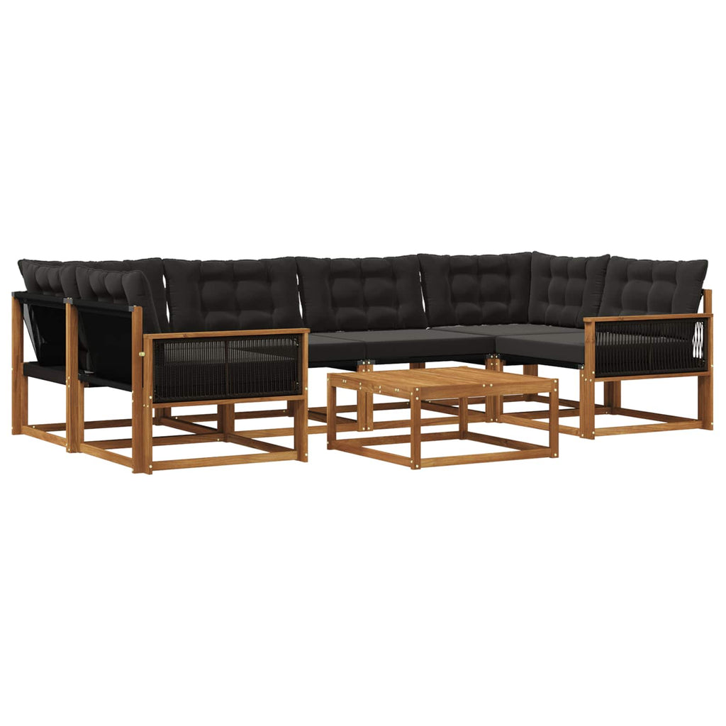 Outdoor-Sofagarnitur mit Kissen 7 pcs Natürlich und Schwarz