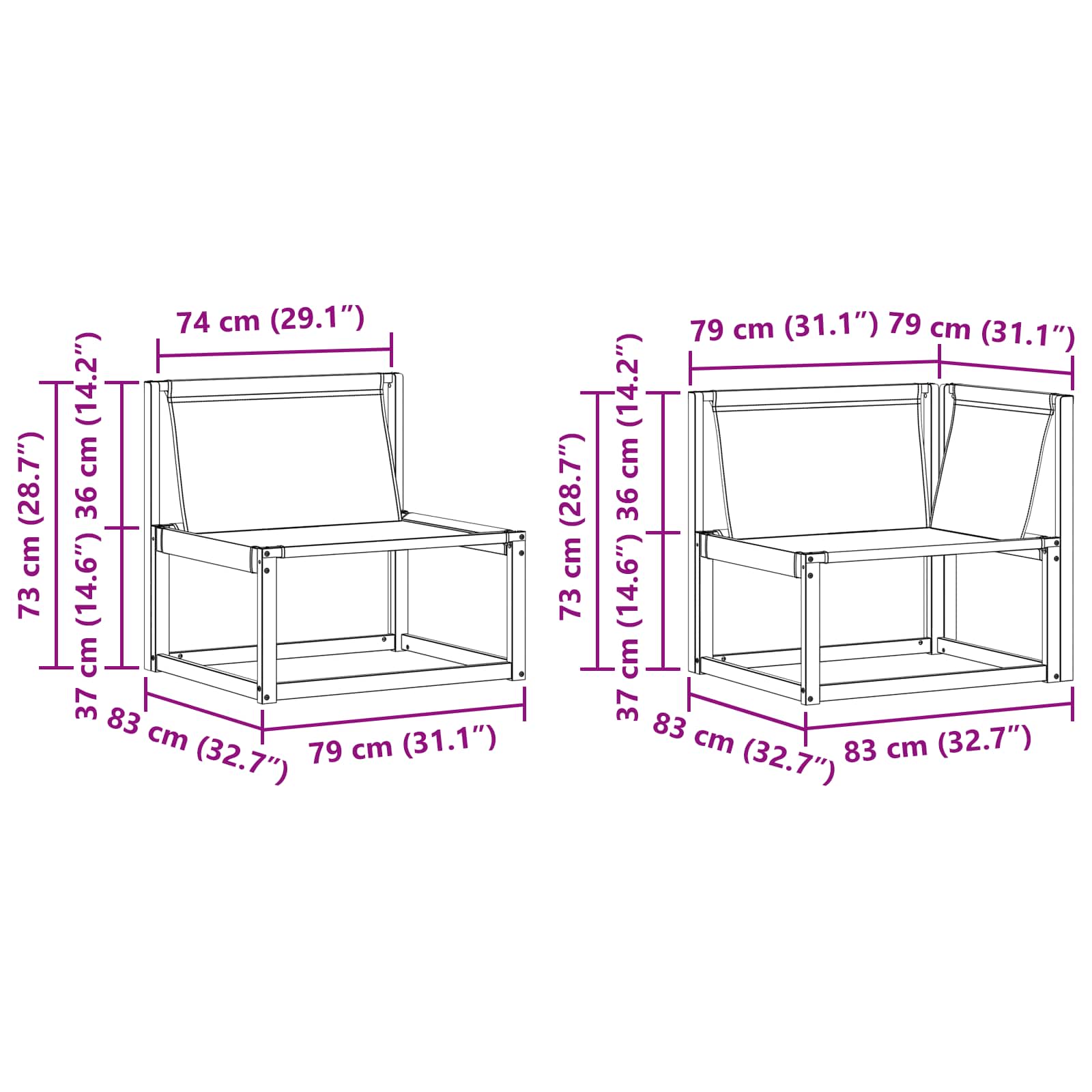 Outdoor-Sofagarnitur mit Kissen 7 pcs Natürlich und Schwarz