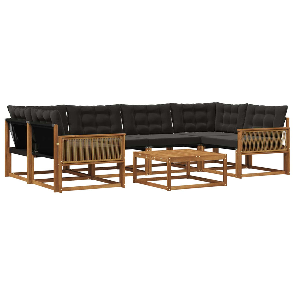 Outdoor-Sofagarnitur mit Kissen 7 pcs Natürlich und Schwarz