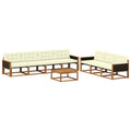 Outdoor-Sofagarnitur mit Kissen 8 pcs Natur und Creme