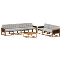Outdoor-Sofagarnitur mit Kissen 8 pcs Natürlich und Hellgrau