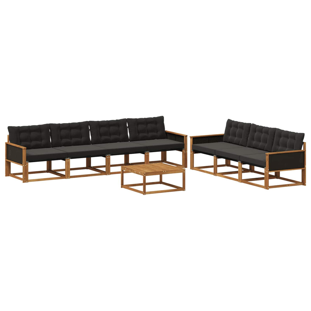 Outdoor-Sofagarnitur mit Kissen 8 pcs Natürlich und Schwarz