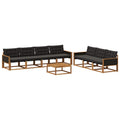 Outdoor-Sofagarnitur mit Kissen 8 pcs Natürlich und Schwarz