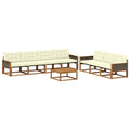 Outdoor-Sofagarnitur mit Kissen 8 pcs Natur und Creme