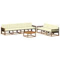 Outdoor-Sofagarnitur mit Kissen 8 pcs Natur und Creme