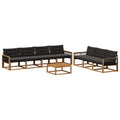Outdoor-Sofagarnitur mit Kissen 8 pcs Natürlich und Schwarz