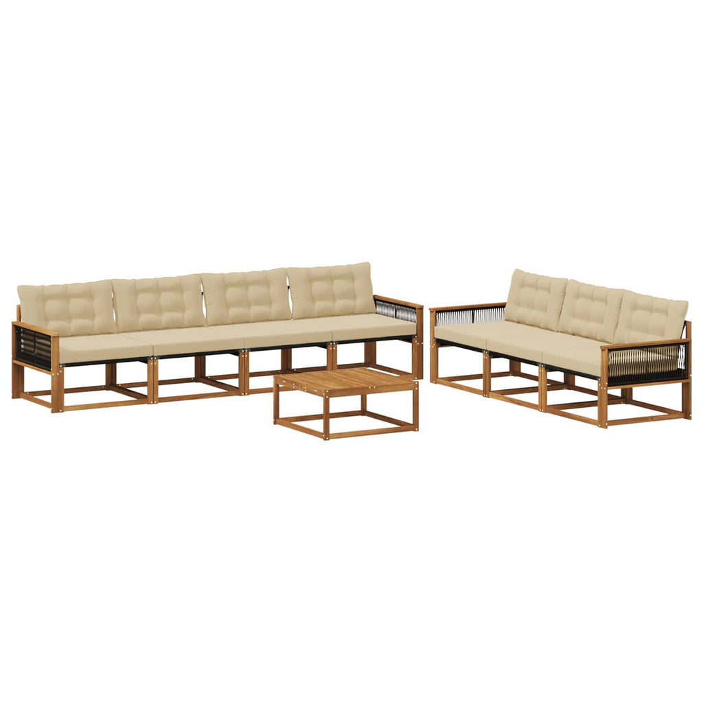 Outdoor-Sofagarnitur mit Kissen 8 pcs Natur und Beige