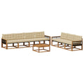 Outdoor-Sofagarnitur mit Kissen 8 pcs Natur und Beige