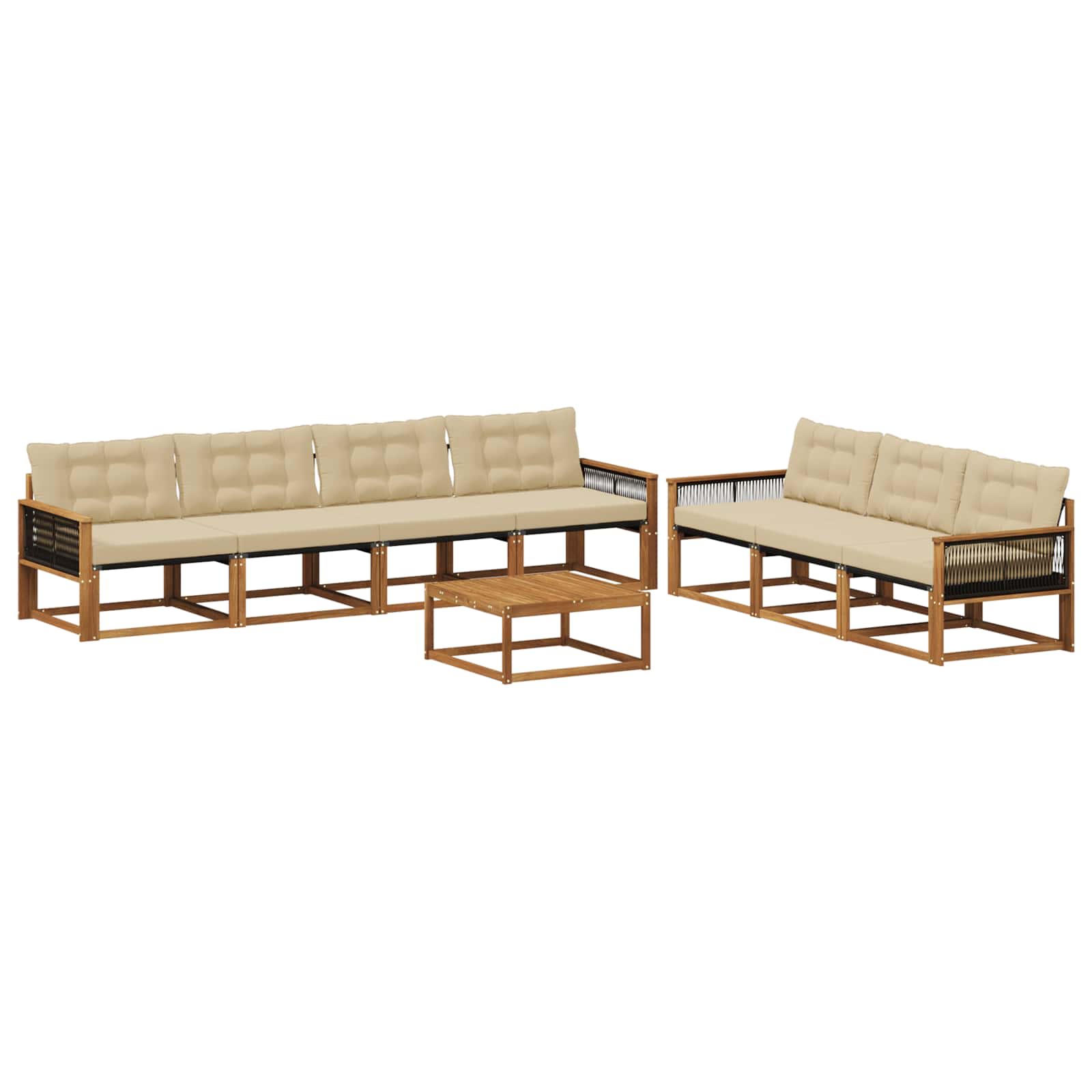 Outdoor-Sofagarnitur mit Kissen 8 pcs Natur und Beige
