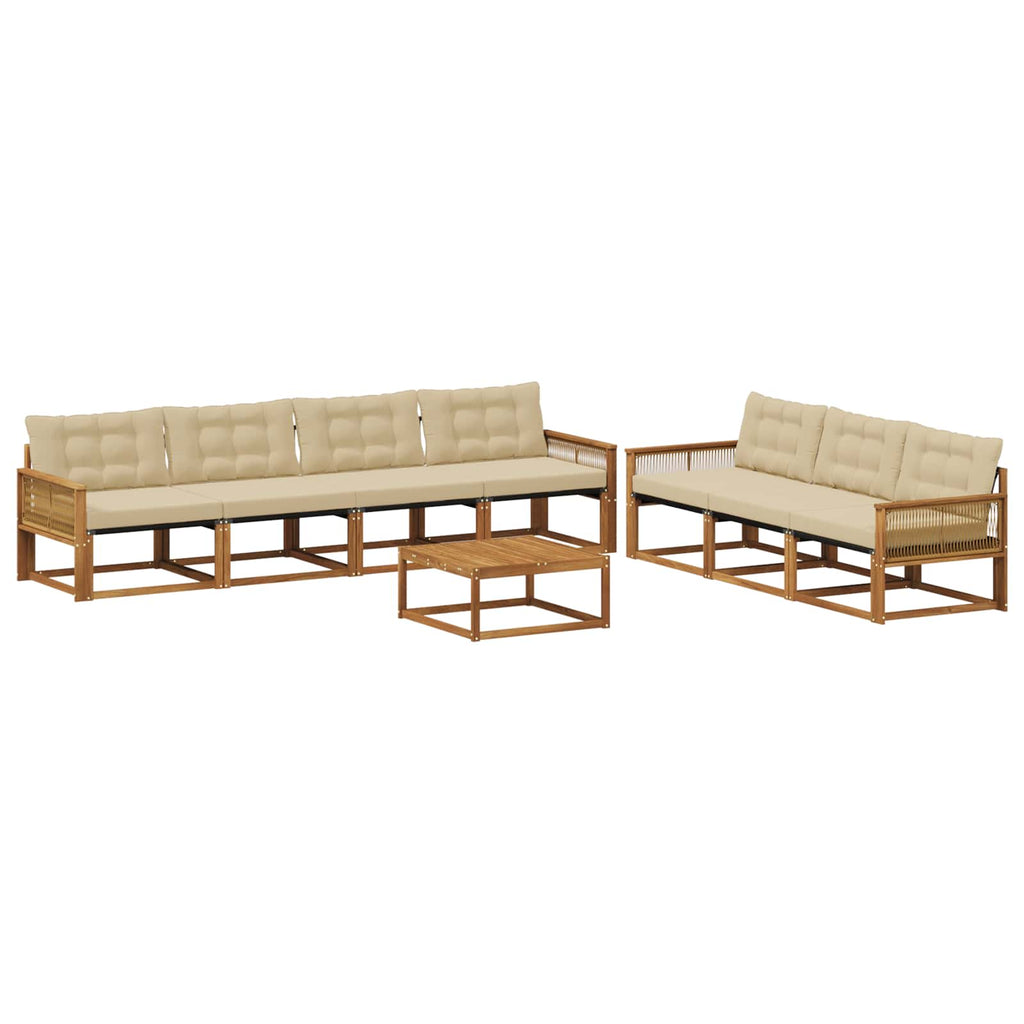 Outdoor-Sofagarnitur mit Kissen 8 pcs Natur und Beige