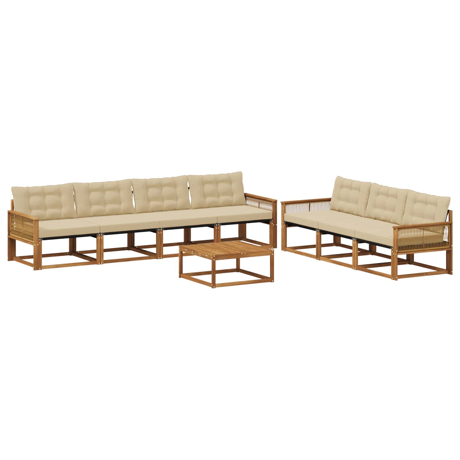 Outdoor-Sofagarnitur mit Kissen 8 pcs Natur und Beige
