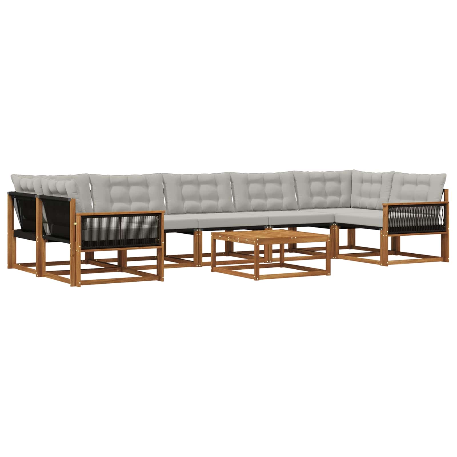 Outdoor-Sofagarnitur mit Kissen 8 pcs Natürlich und Hellgrau