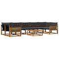 Outdoor-Sofagarnitur mit Kissen 8 pcs Natürlich und Schwarz