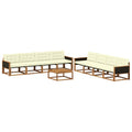 Outdoor-Sofagarnitur mit Kissen 9 pcs Natur und Creme