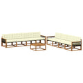 Outdoor-Sofagarnitur mit Kissen 9 pcs Natur und Creme