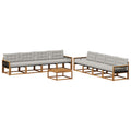 Outdoor-Sofagarnitur mit Kissen 9 pcs Natürlich und Hellgrau