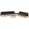 Outdoor-Sofagarnitur mit Kissen 9 pcs Natürlich und Schwarz