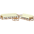 Outdoor-Sofagarnitur mit Kissen 9 pcs Natur und Creme
