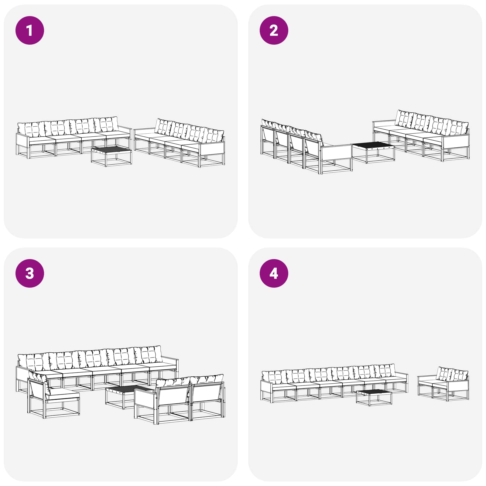 Outdoor-Sofagarnitur mit Kissen 9 pcs Natürlich und Schwarz