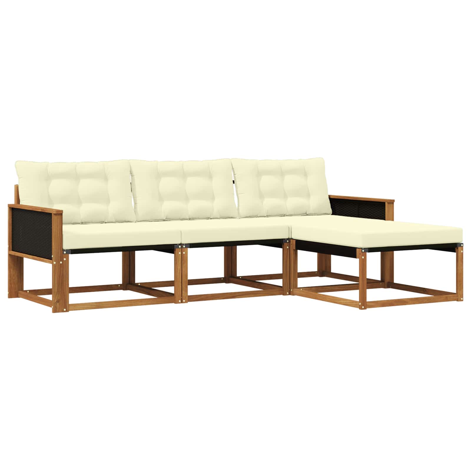 Outdoor-Sofagarnitur mit Kissen 4 pcs Natur und Creme