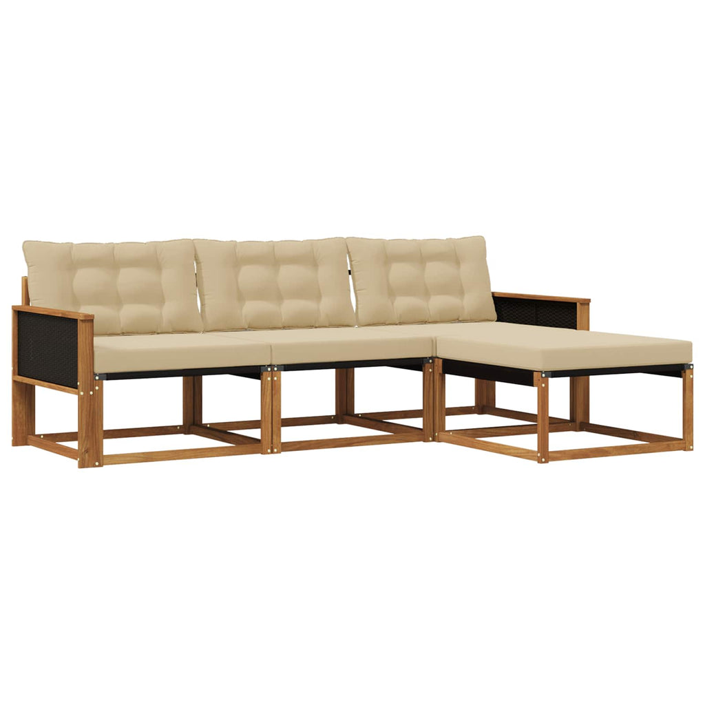 Outdoor-Sofagarnitur mit Kissen 4 pcs Natur und Beige