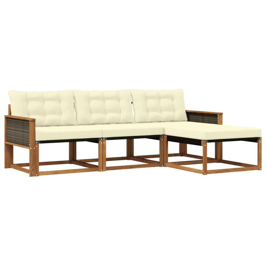 Outdoor-Sofagarnitur mit Kissen 4 pcs Natur und Creme
