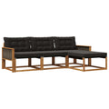 Outdoor-Sofagarnitur mit Kissen 4 pcs Natürlich und Schwarz