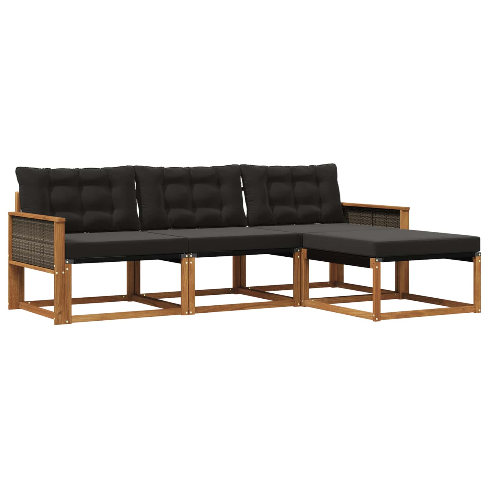 Outdoor-Sofagarnitur mit Kissen 4 pcs Natürlich und Schwarz