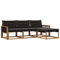 Outdoor-Sofagarnitur mit Kissen 4 pcs Natürlich und Schwarz