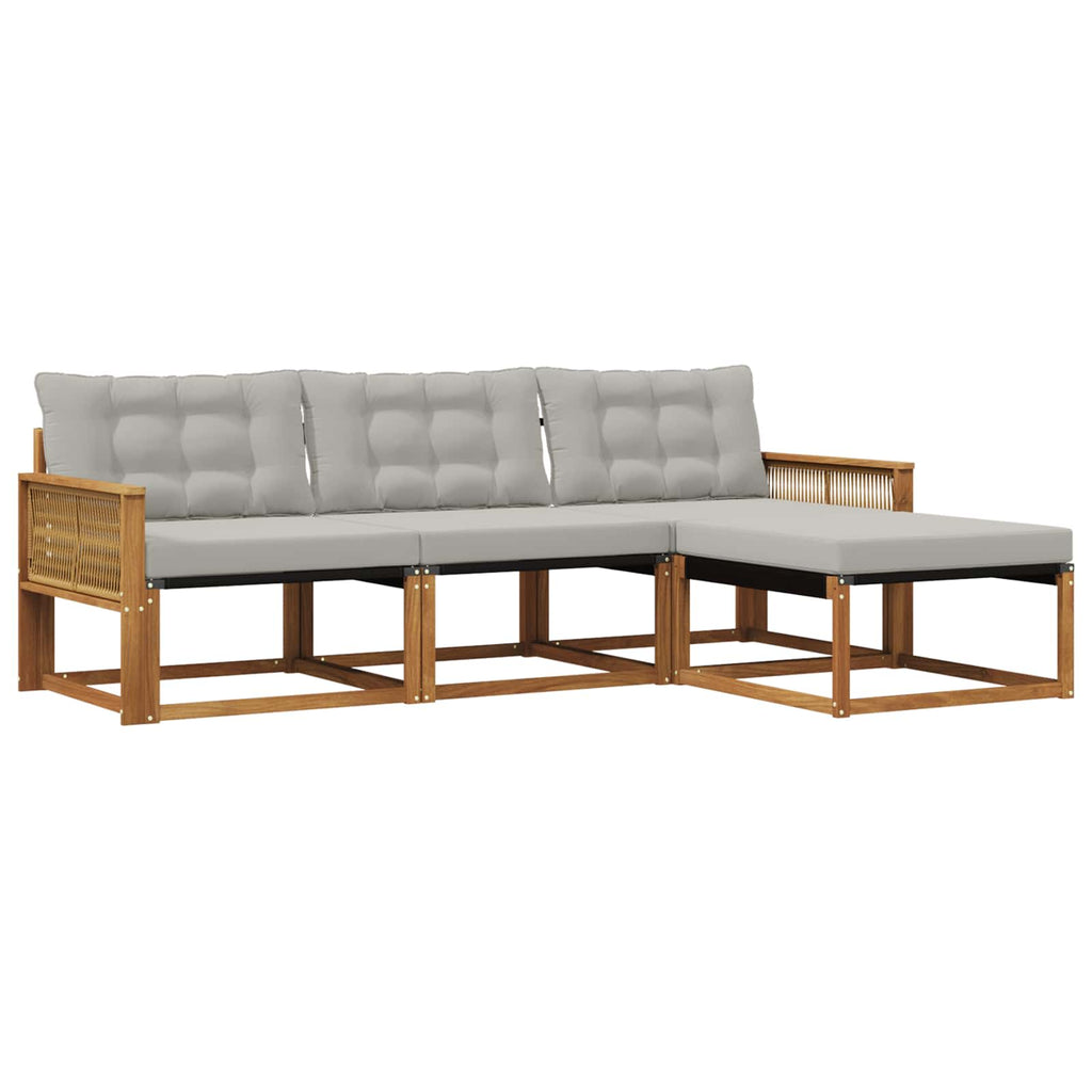 Outdoor-Sofagarnitur mit Kissen 4 pcs Natürlich und Hellgrau