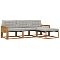 Outdoor-Sofagarnitur mit Kissen 4 pcs Natürlich und Hellgrau