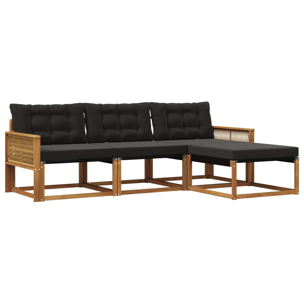 Outdoor-Sofagarnitur mit Kissen 4 pcs Natürlich und Schwarz
