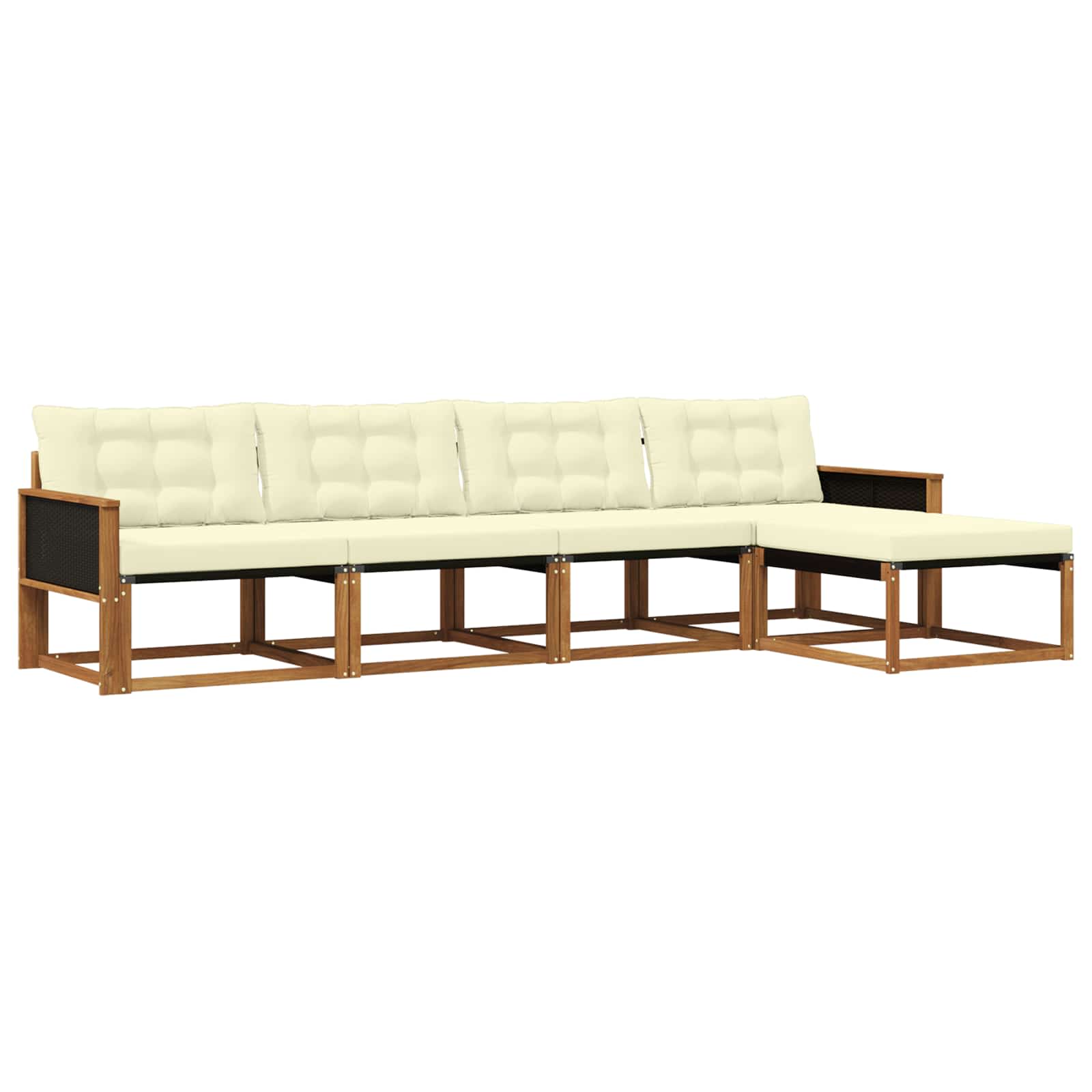 Outdoor-Sofagarnitur mit Kissen 5 pcs Natur und Creme