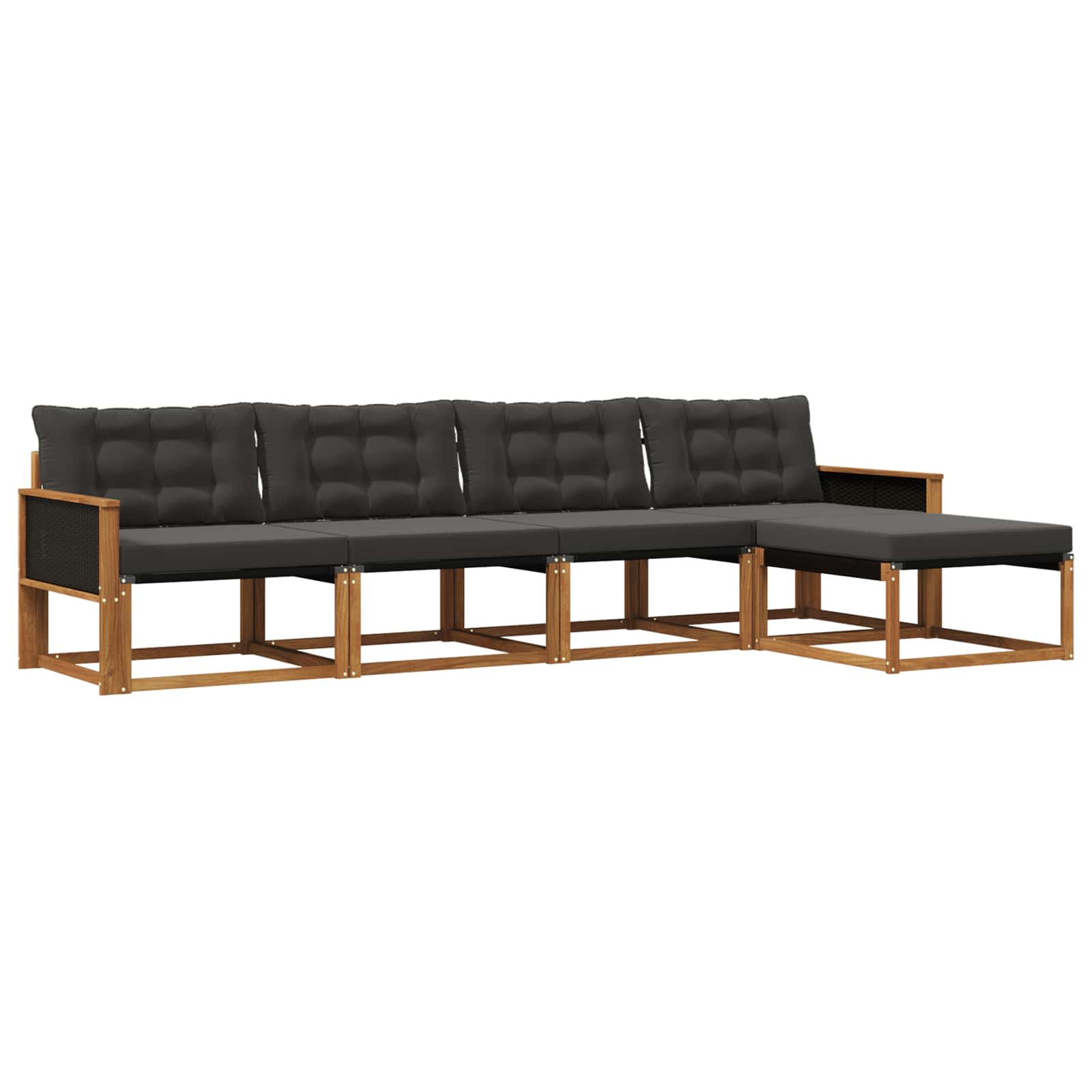 Outdoor-Sofagarnitur mit Kissen 5 pcs Natürlich und Schwarz