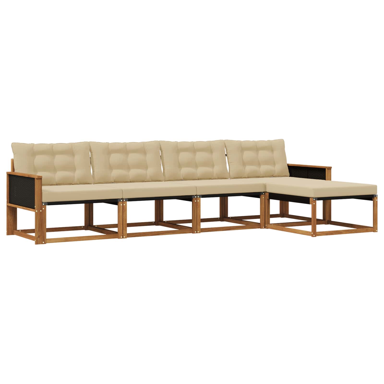 Outdoor-Sofagarnitur mit Kissen 5 pcs Natur und Beige
