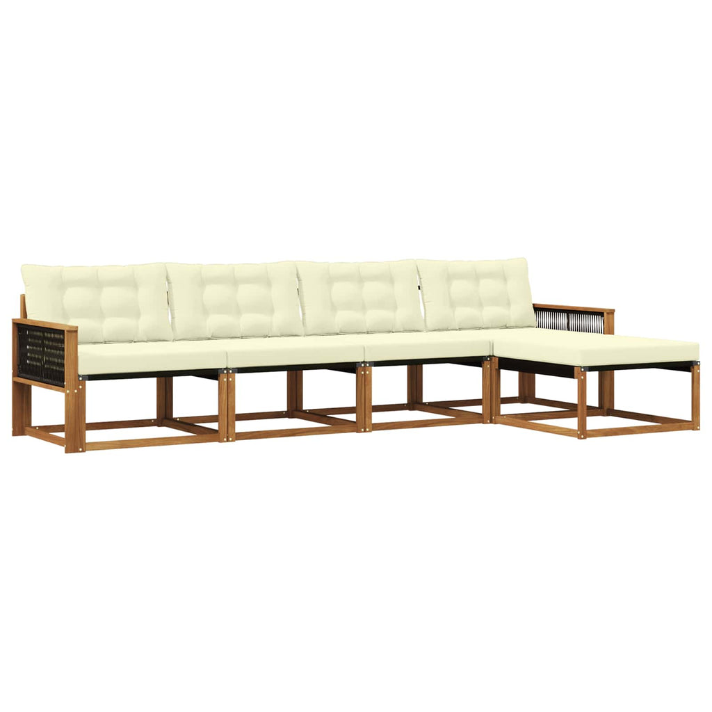 Outdoor-Sofagarnitur mit Kissen 5 pcs Natur und Creme