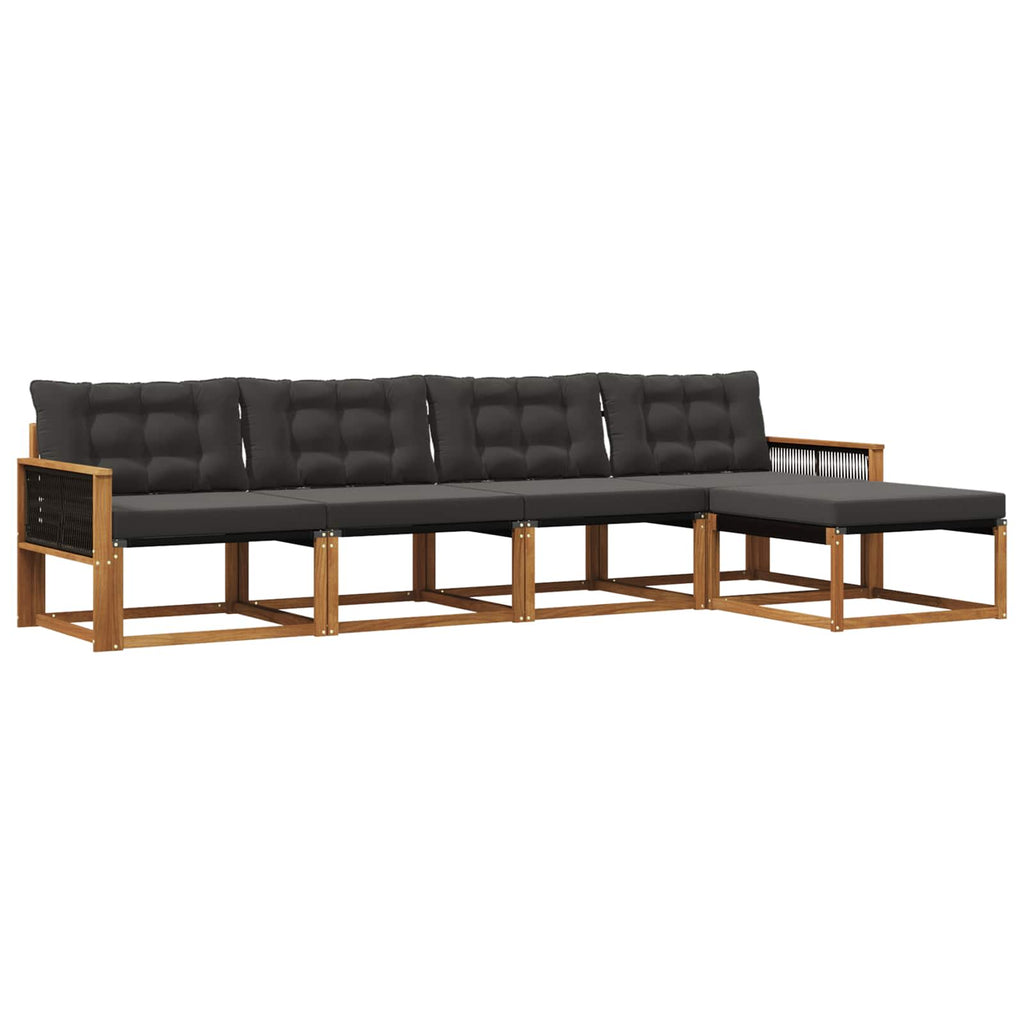 Outdoor-Sofagarnitur mit Kissen 5 pcs Natürlich und Schwarz