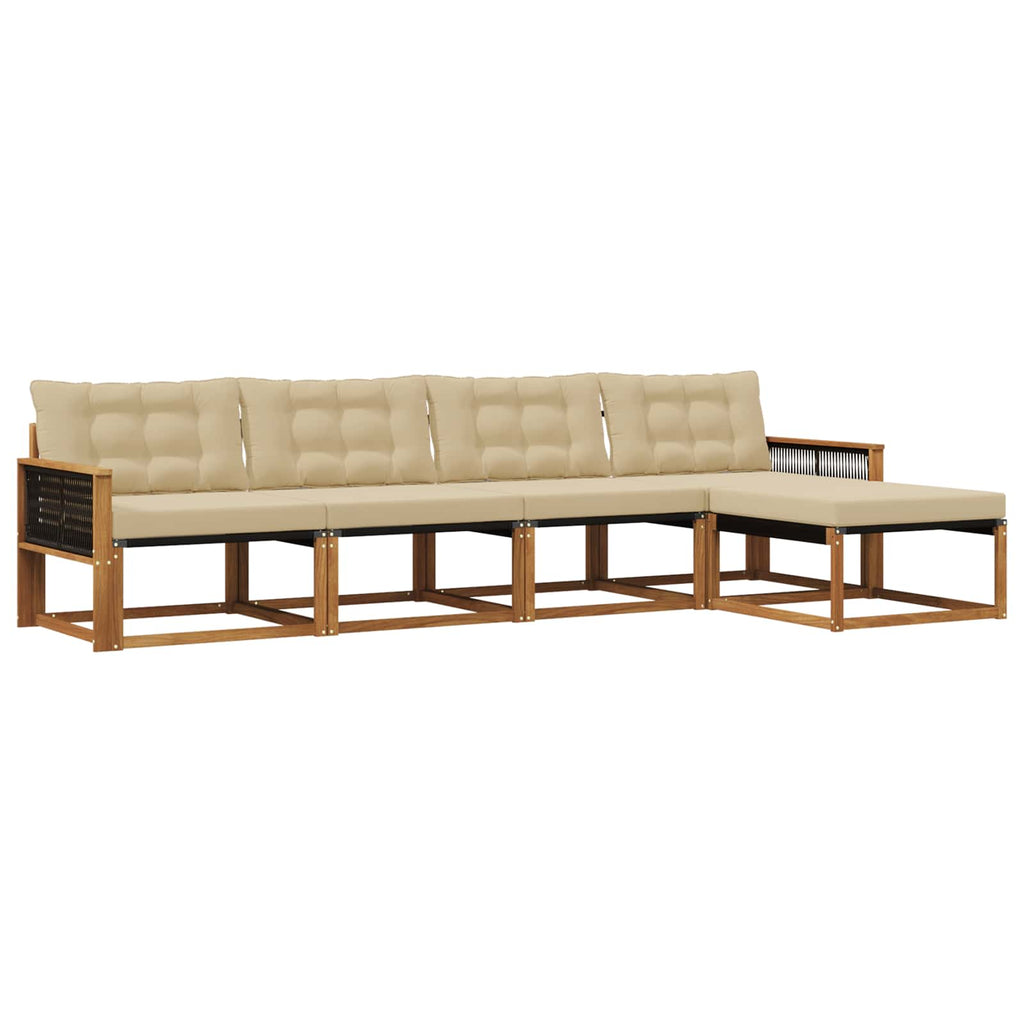 Outdoor-Sofagarnitur mit Kissen 5 pcs Natur und Beige