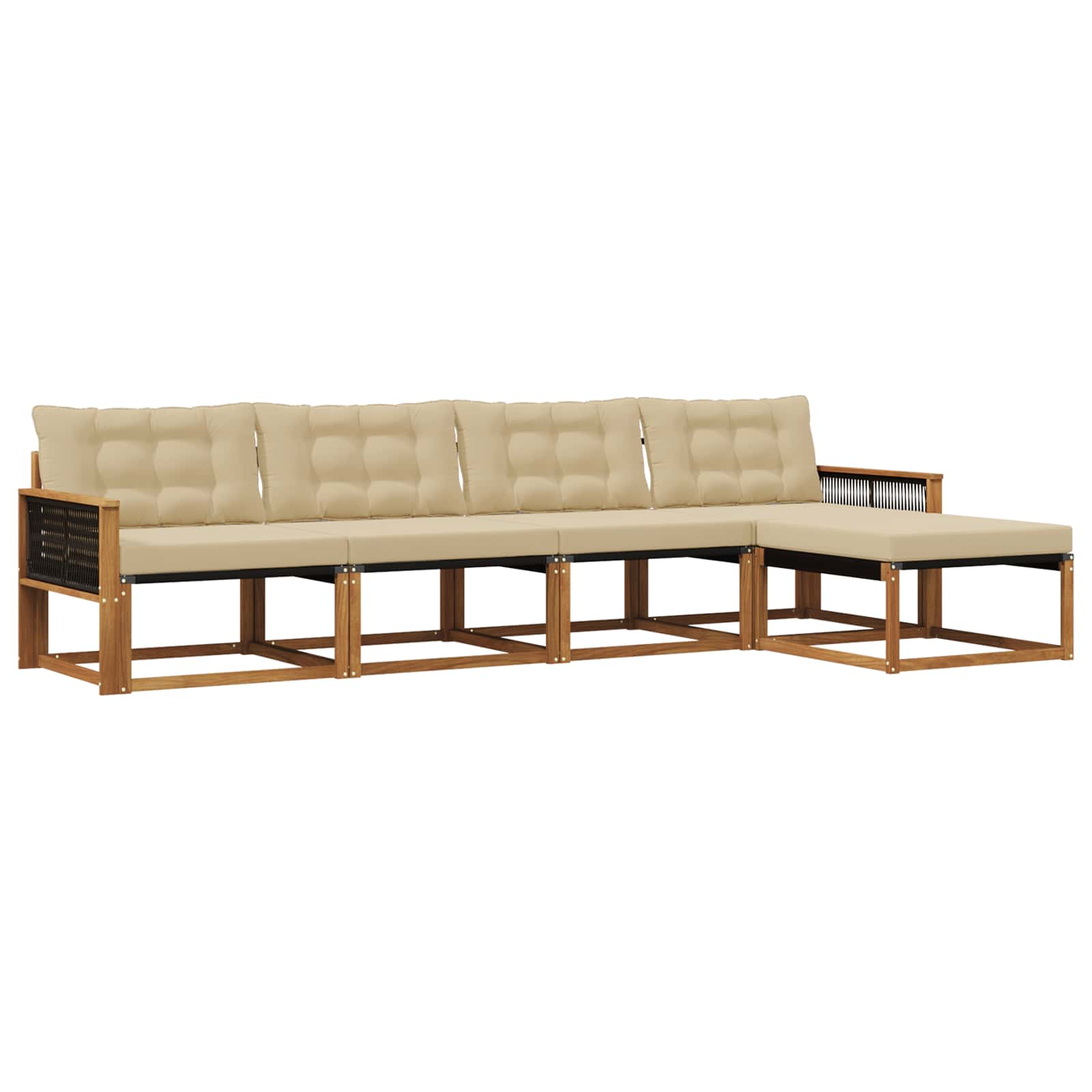 Outdoor-Sofagarnitur mit Kissen 5 pcs Natur und Beige