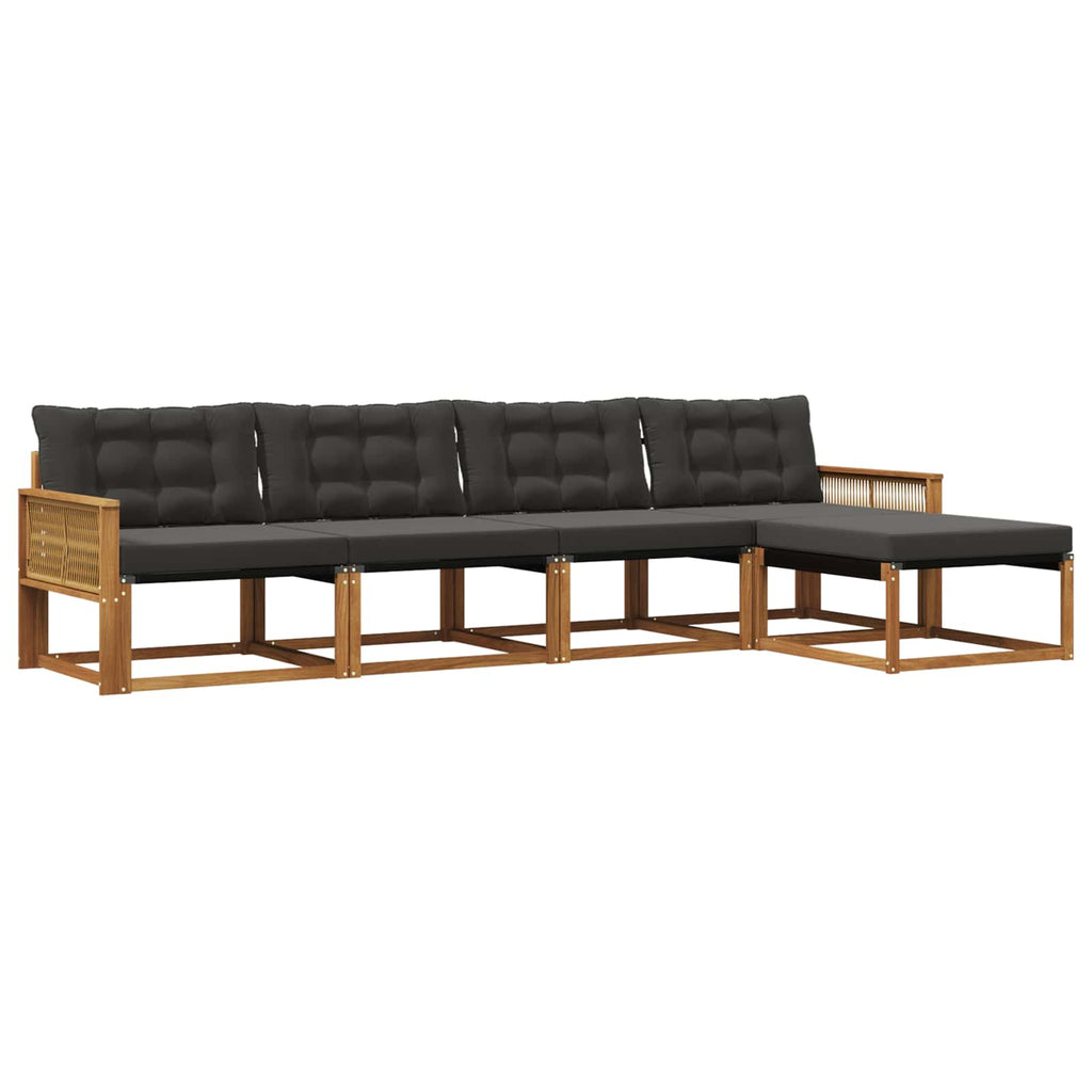 Outdoor-Sofagarnitur mit Kissen 5 pcs Natürlich und Schwarz