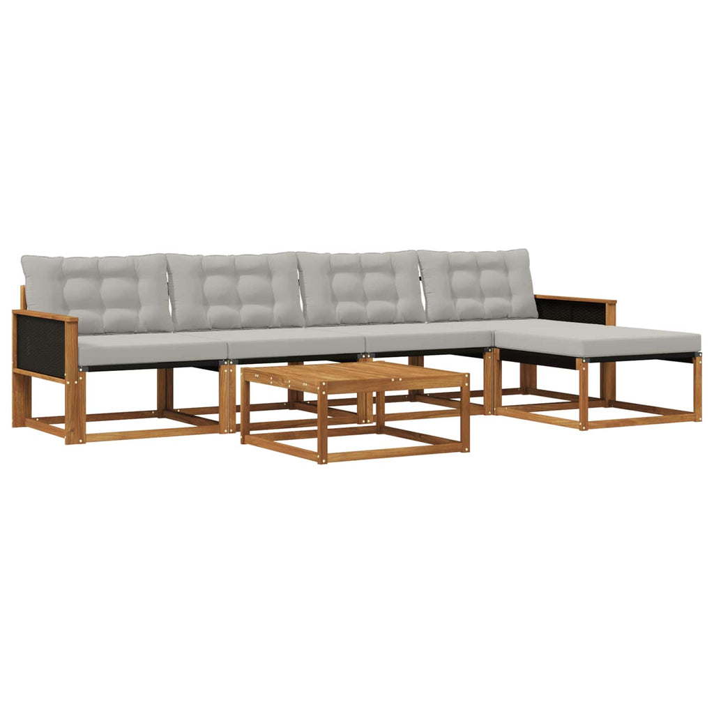 Outdoor-Sofagarnitur mit Kissen 6 pcs Natürlich und Hellgrau