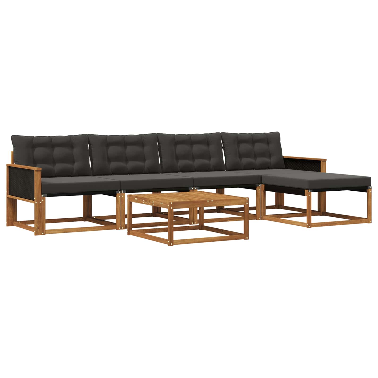 Outdoor-Sofagarnitur mit Kissen 6 pcs Natürlich und Schwarz
