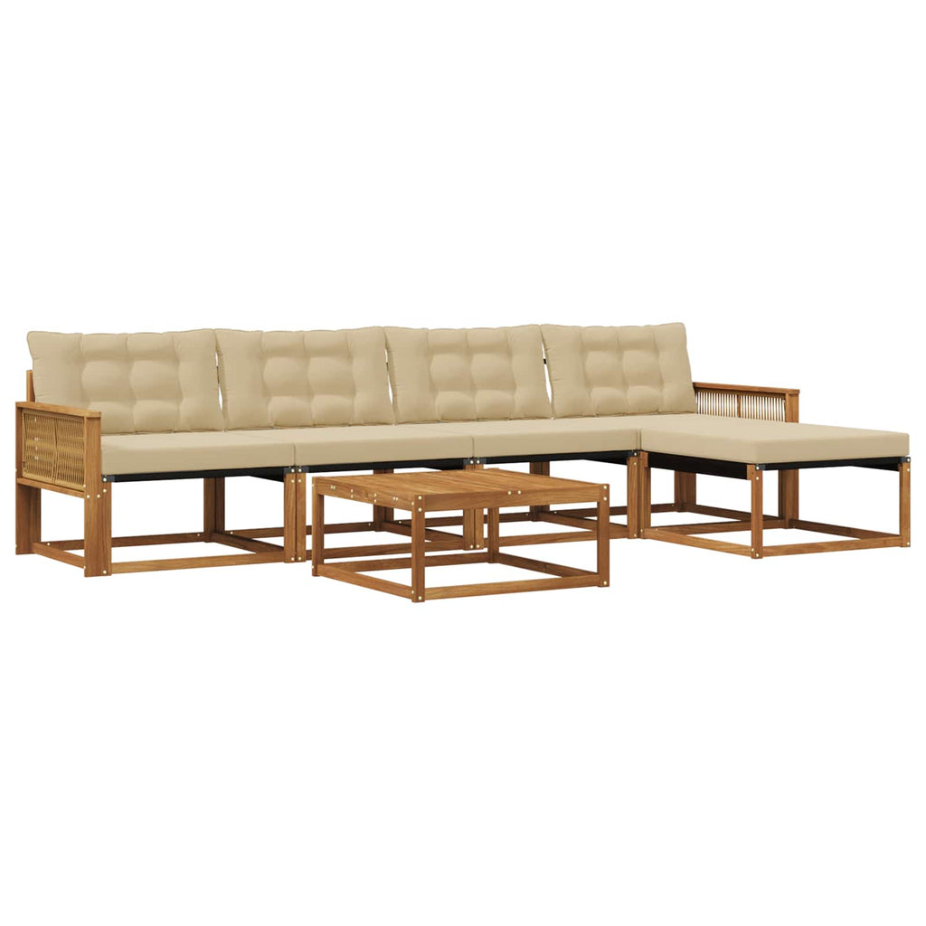 Outdoor-Sofagarnitur mit Kissen 6 pcs Natur und Beige