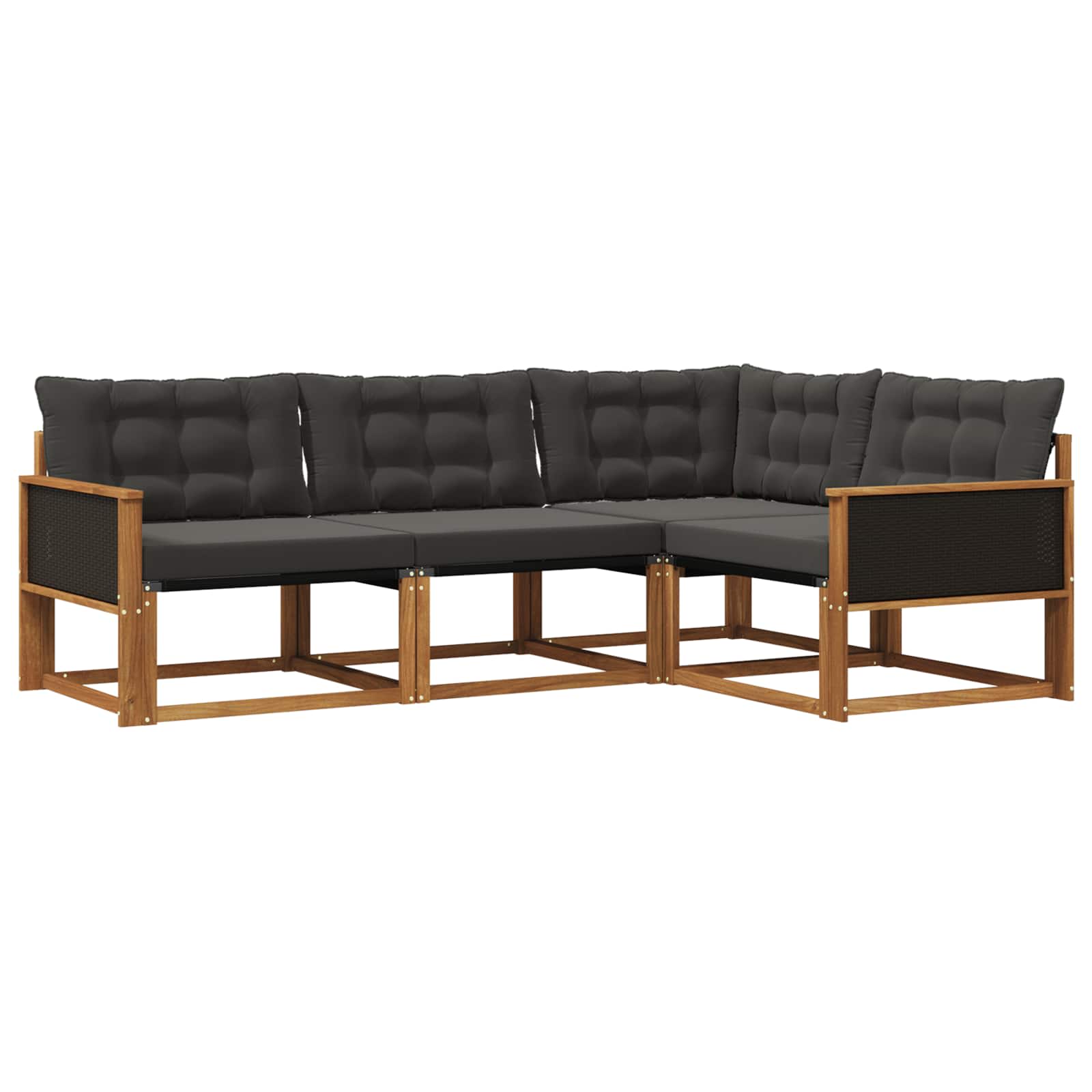 Outdoor-Sofagarnitur mit Kissen 4 pcs Natürlich und Schwarz